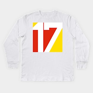 17 in Red and Gold Kids Long Sleeve T-Shirt